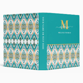 Boho Turquoise Tribal Diamond Monogram 2,5 Cm Ordner