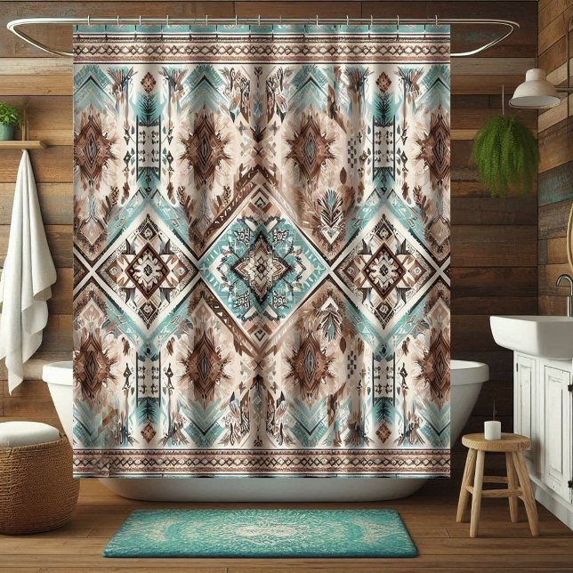 Boho Turquoise Western Shower Curtains, Home Decor Duschvorhang (Von Creator hochgeladen)