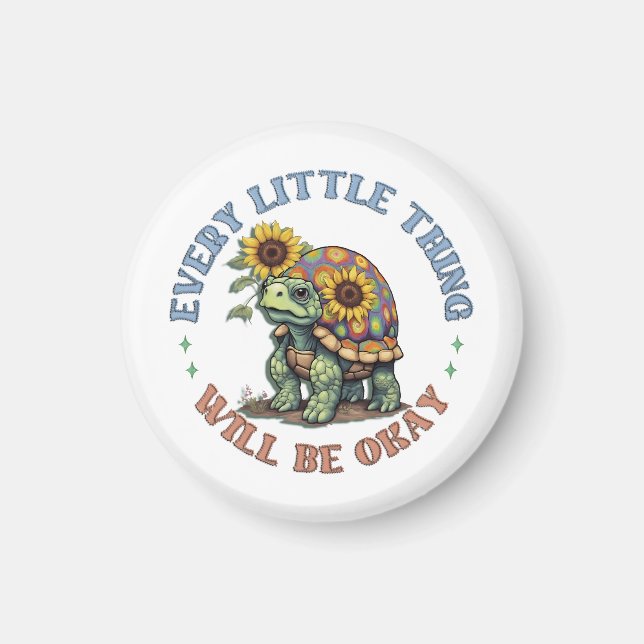 Boho Turtle Every little Thing positivity  Hippie  Magnet (Vorne)