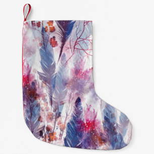 Boho Twigs and Feathers: Modernes Kunstwerk Kleiner Weihnachtsstrumpf