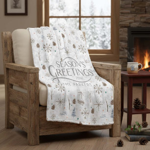 Boho Twigs & Pinecone Weihnachtsausweis986 Fleecedecke