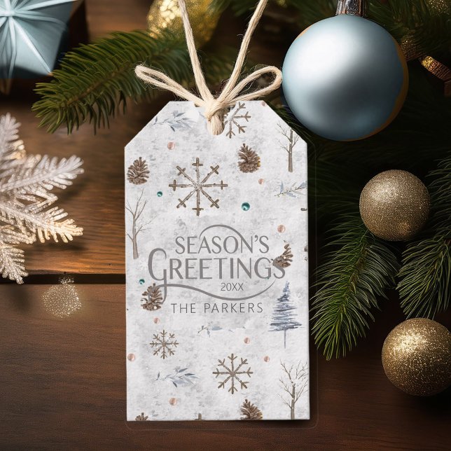 Boho Twigs & Pinecone Weihnachtsausweis986 Geschenkanhänger (Von Creator hochgeladen)