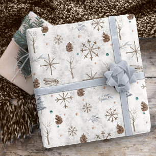 Boho Twigs & Pinecone Weihnachtsausweis986 Geschenkpapier