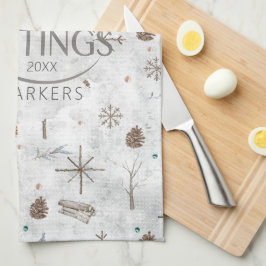 Boho Twigs & Pinecone Weihnachtsausweis986 Geschirrtuch