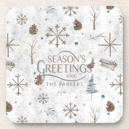 Boho Twigs & Pinecone Weihnachtsausweis986 Getränkeuntersetzer