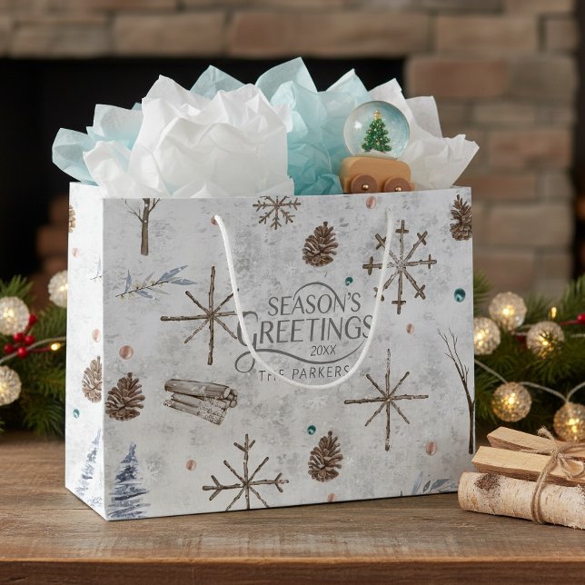 Boho Twigs & Pinecone Weihnachtsausweis986 Große Geschenktüte (Von Creator hochgeladen)