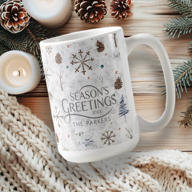 Boho Twigs & Pinecone Weihnachtsausweis986 Kaffeetasse (Von Creator hochgeladen)