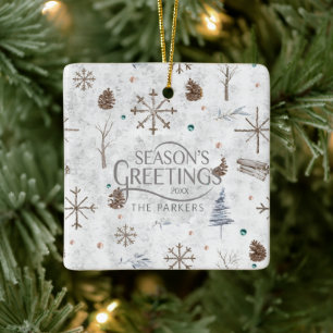 Boho Twigs & Pinecone Weihnachtsausweis986 Keramikornament