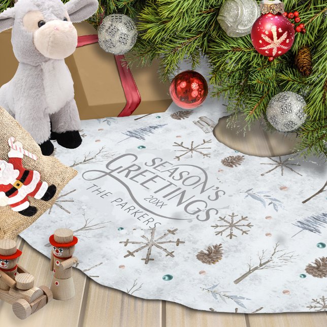 Boho Twigs & Pinecone Weihnachtsausweis986 Polyester Weihnachtsbaumdecke (Von Creator hochgeladen)