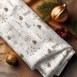 Boho Twigs & Pinecone Weihnachtsausweis986 Stoff