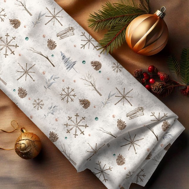 Boho Twigs & Pinecone Weihnachtsausweis986 Stoff (Von Creator hochgeladen)
