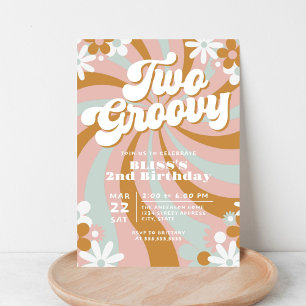 Boho Two Groovy 2. Geburtstag Einladung