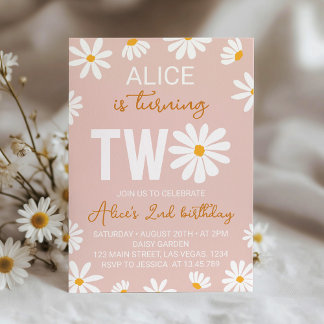 Boho Two Groovy Daisy 2. Geburtstag Einladung