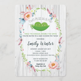 Boho Two Peas in einer Pod Twins Baby Dusche Einladung