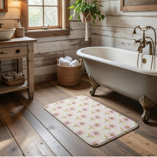 Boho ukrainischer Volksstickerei-Blumenmuster Badematte