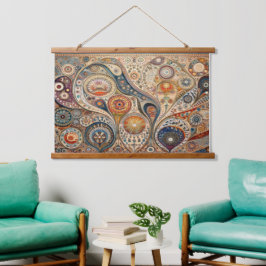 Boho und Folk Art Fusion Wall hängen Wandteppich Mit Holzrahmen