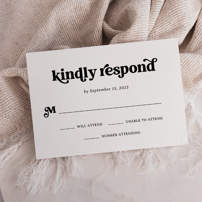 Boho und Retro Black und White RSVP Karte (Von Creator hochgeladen)