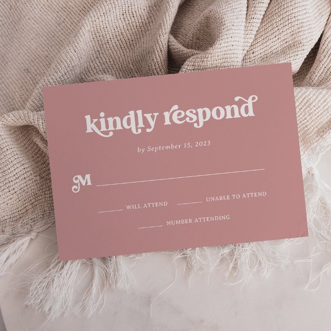Boho und Retro Dusty Rose RSVP Karte (Von Creator hochgeladen)