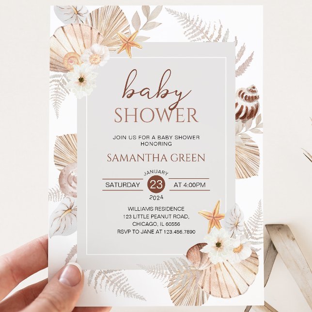 Boho Under the Sea Baby Shower Einladung (Von Creator hochgeladen)