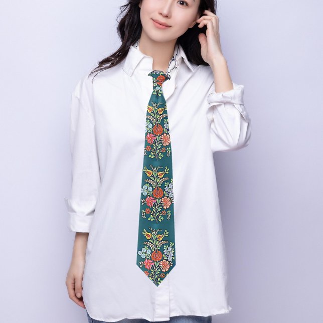 Boho Ungarisch Floral Pattern Neck Tie Krawatte (Von Creator hochgeladen)