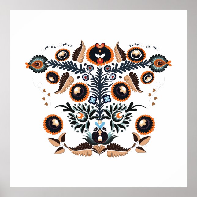Boho Ungarisch Folk Motif Poster (Vorne)