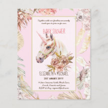 BOHO UNICORN Baby Shower Einladungen Aquarell