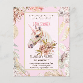 BOHO UNICORN Kinderdusche Einladungen Wasserfarbe Flyer