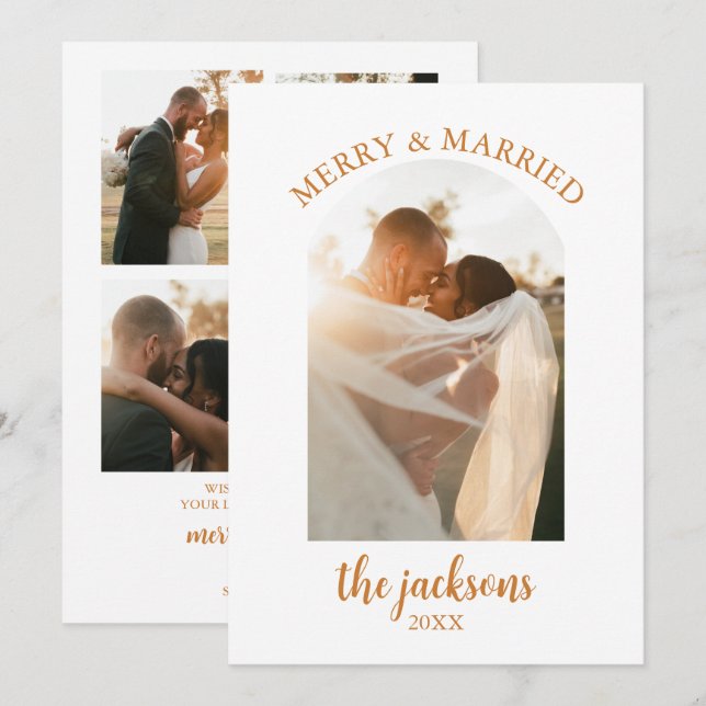 Boho Unser erster Weihnachts-Urlaub im Neuvermählt Einladung (Vorne/Hinten)