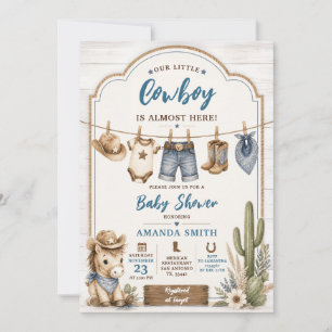 Boho Unsere kleine Cowboy-Wild-West-Pferd-Baby-Par Einladung