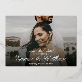 Boho Unterhalb des Fotos Curly Save the Date Folieneinladung