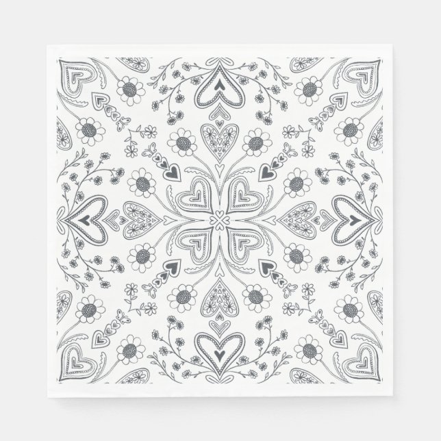 Boho Valentine Garden Serviette (Vorderseite)