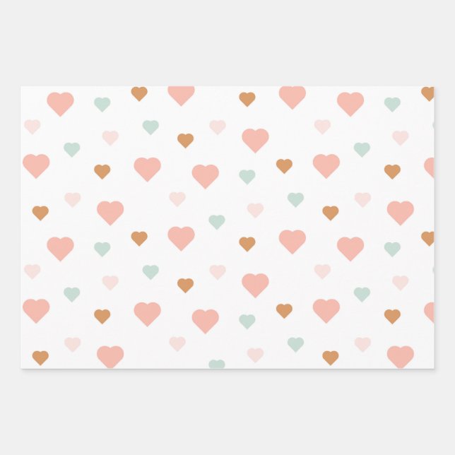 Boho Valentine's Day Pastel Liebe Herz Geschenkpapier Set (Vorderseite)