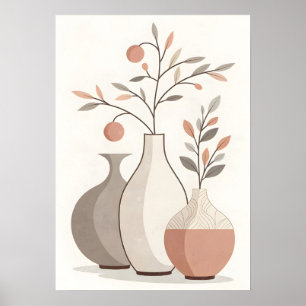 Boho-Vasen & Botanik Poster