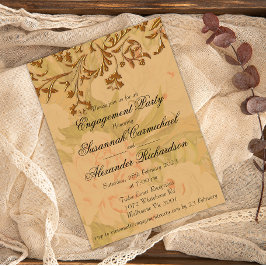 Boho verblasste Blume und dekorative Gold-Verlobun Einladung