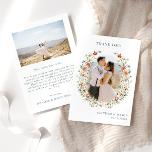 Boho verbrannte orange Blume Kranz Hochzeitsfest F Dankeskarte