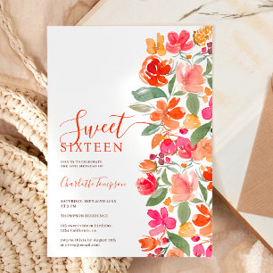 Boho verbrannte orange Erden Ton Blumenchic süß 16 Einladung