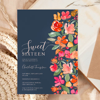 Boho verbrannte orange Erden Ton Blumenchic süß 16 Einladung