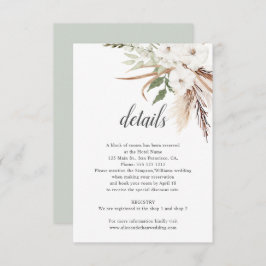 Boho Verlasse Pampa Grass Wedding Details Begleitkarte