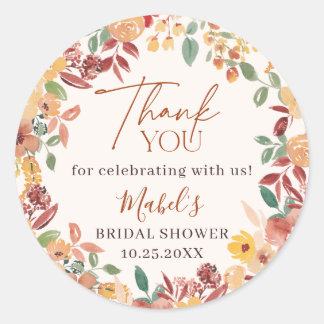 Boho Verliebt Wasserfarben Floral Danke Runder Aufkleber