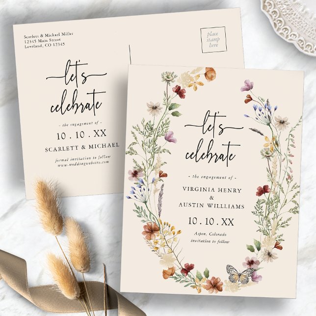 Boho-Verlobungsparty Postkarte (Boho Engagement Party Postcard
)