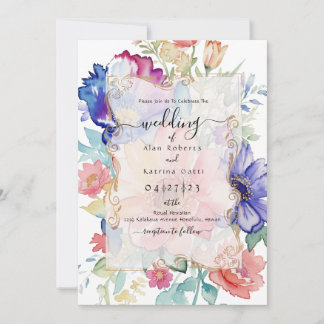 Boho Vibrant Blume Flat Invitation Frame Einladung