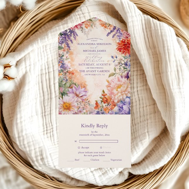 Boho Viktorianisch Royal Floral Wedding All In One Einladung (Von Creator hochgeladen)