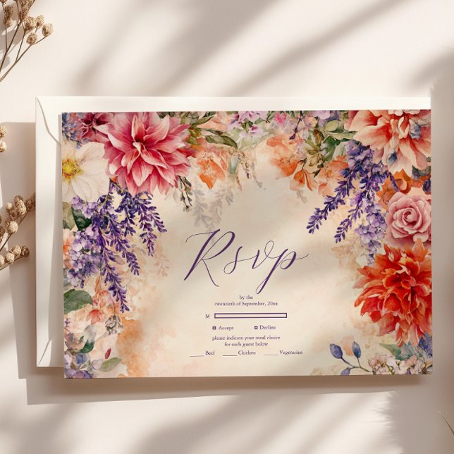 Boho Viktorianisch Royal Floral Wedding RSVP Karte (Von Creator hochgeladen)