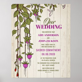 Boho Vine Wedding Certificate "Sacred Commitment" Poster