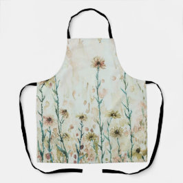 Boho Vintag Beige Wildblumen Schürze