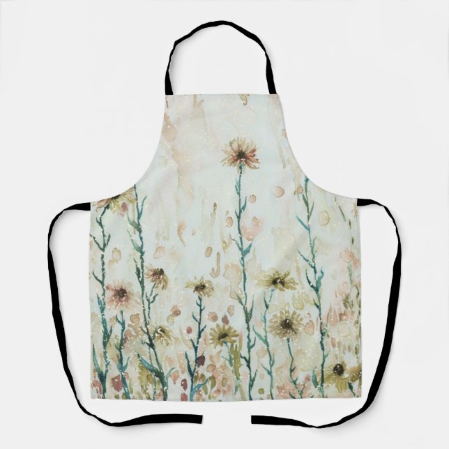 Boho Vintag Beige Wildblumen Schürze (Vorderseite)