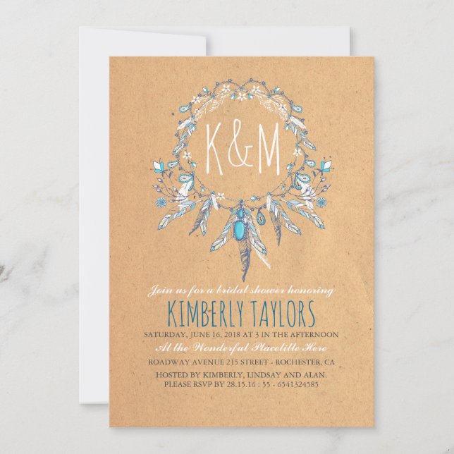 Boho Vintag Dreamcather Brautparty Einladung (Vorderseite)