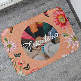Boho Vintag Elegante Wildblume Text Foto Orange Badematte