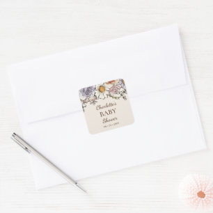 Boho Vintag Floral Baby Dusche Umschlag Aufkleber