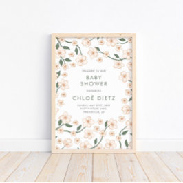 Boho Vintag Floral Baby Dusche Willkommen Poster
